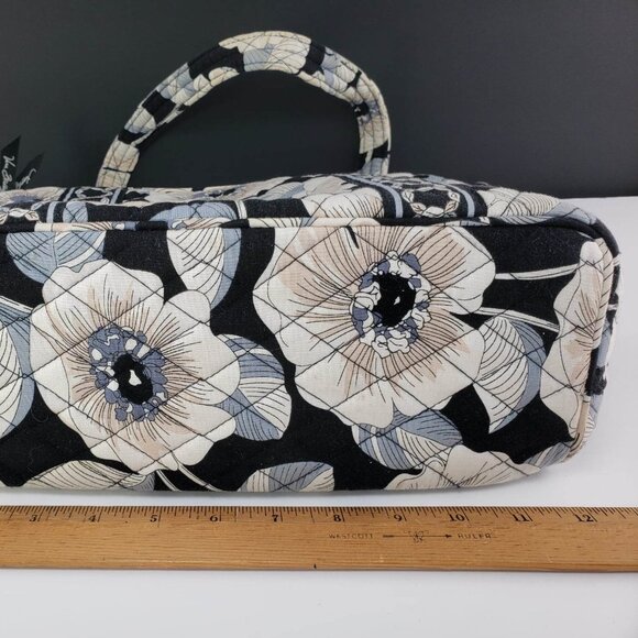 Vera Bradley Retired Shoulder Bag Camellia Cream Tan Blue Black Zipper Tote - Picture 8 of 14